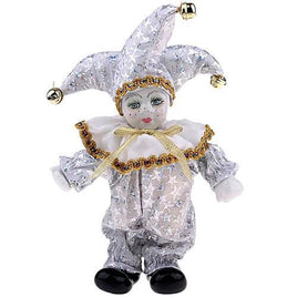 Dazzle Porcelain Face Clown with White Outfit 8"