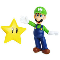 Luigi with Super Star Super Mario Nintendo Action Figure 2.5"