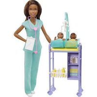 Barbie Careers Baby Doctor Playset With Brunette Fashion Doll, 2 Baby Dolls, Furniture & Accessories