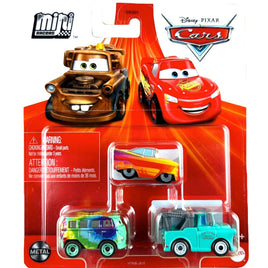 Disney Cars Diecast Mini Racers 3 Pack with Brand New Mater