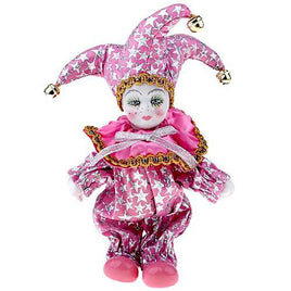 Dumpling Porcelain Face Clown with Pink Outfit 8"