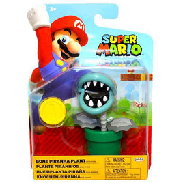 Bone Piranha Plant with Coin Super Mario 4" Nintendo Action Figure