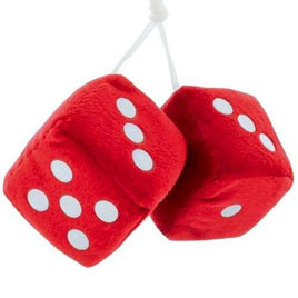 Red Fuzzy Dice for Car Mirror 3x3 Inches