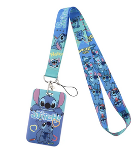 Blue Stitch 18" Lanyard with Badge Holder