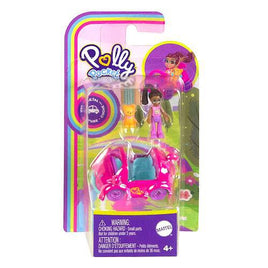 Polly Pocket Pollyville Micro Doll with Cat-Inspired Die-cast Car and Kitty Mini Figure