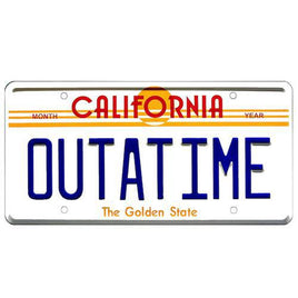 Back to the Future DeLorean Time Machine OUTATIME Metal Stamped Replica Prop License Plate