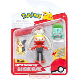 Marpeko, Raboot & Bulbasaur Pokemon Battle Feature Figure Set 3"