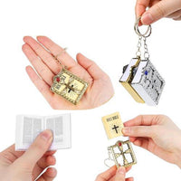 Mini Gold Bible Keychain 2.5" with Magnifying Glass