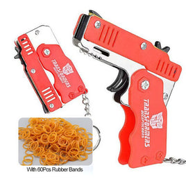 Folding Rubber Band Gun Keychain 2.5" Red