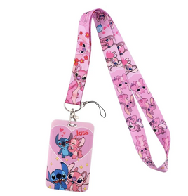 Pink Stitch 18" Lanyard with Badge Holder