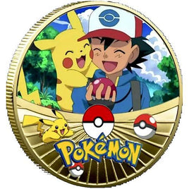 Pokemon Starry Sky Ash & Pikachu Collectible Metal Coin