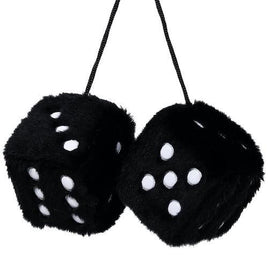 Black Fuzzy Dice for Car Mirror 3x3 Inches