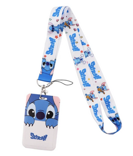 Stitch White  18" Lanyard with Badge Holder