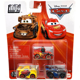 Disney Cars Diecast Mini Racers 3 Pack with Lightning McQueen with Headset