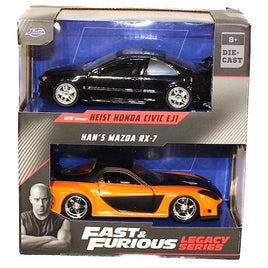 Heist Honda Civic EJ1 and Han's Mazda RX-7 Fast & Furious Legacy Series Jada Diecast 1/32