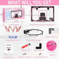 Indoor Light-Up Basketball Hoop Pink with Score Counter