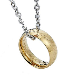 Lord of the Rings Engraved Gold Tone The Ring Pendant Necklace