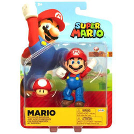 Mario with Super Mushroom Super Mario 4" Nintendo Action Figure