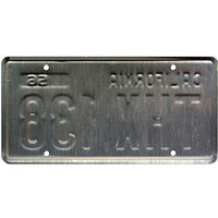 American Graffiti Milner's Deuce Coupe THX 138 Metal Stamped Replica Prop License Plate