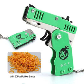 Folding Rubber Band Gun Keychain 2.5" Green