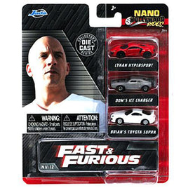 Fast & Furious Diecast Nano Hollywood Rides 3 Pack with Brian's Supra