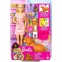 Barbie Doll Newborn Pups Playset With Blonde Doll, Mommy Dog And 3 Puppies, Kids Toys