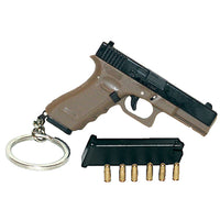 Alloy Glock G17 Shell Ejection Pistol Assembly 1:3 Scale Keychain-Black & Tan