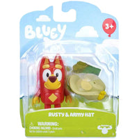 Bluey & Friends Rusty & Army Hat Figure 2"