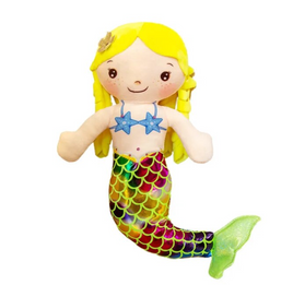 Kawaii Mermaid Yellow Hair Rag Doll 10"