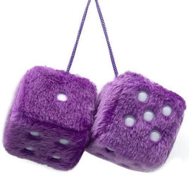 Purple Fuzzy Dice for Car Mirror 3x3 Inches