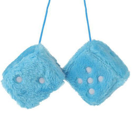 Blue Fuzzy Dice for Car Mirror 3x3 Inches