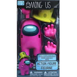 Among Us Pink with Cheese Hat Action Figure 4" with Interchangeable Parts