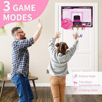 Indoor Light-Up Basketball Hoop Pink with Score Counter