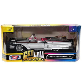 Get Low 1958 Chevrolet Impala Black & White Convertible 1/24