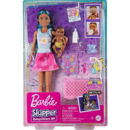 Barbie Skipper Babysitters Playset With Friend Doll, Baby Doll With Sleepy Eyes, Crib And Accessories