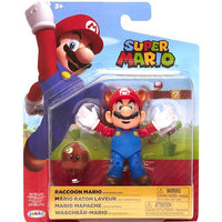 Raccoon Mario with Super Leaf Super Mario 4" Nintendo Action Figure