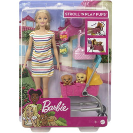 Barbie Stroll ‘n Play Pups Playset With Barbie Doll, 2 Puppies And Pet Stroller