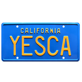 Cheech & Chong’s Up in Smoke Fiberweed Van "YESCA" Metal Stamped Replica Prop License Plate