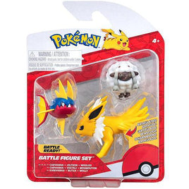 Carvanha, Jolteon & Wooloo Pokemon Battle Feature Figure Set 3"