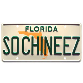 Fresh Off the Boat The Huang's Woodie Van "SO CHINEEZ "Metal Stamped Replica Prop License Plate